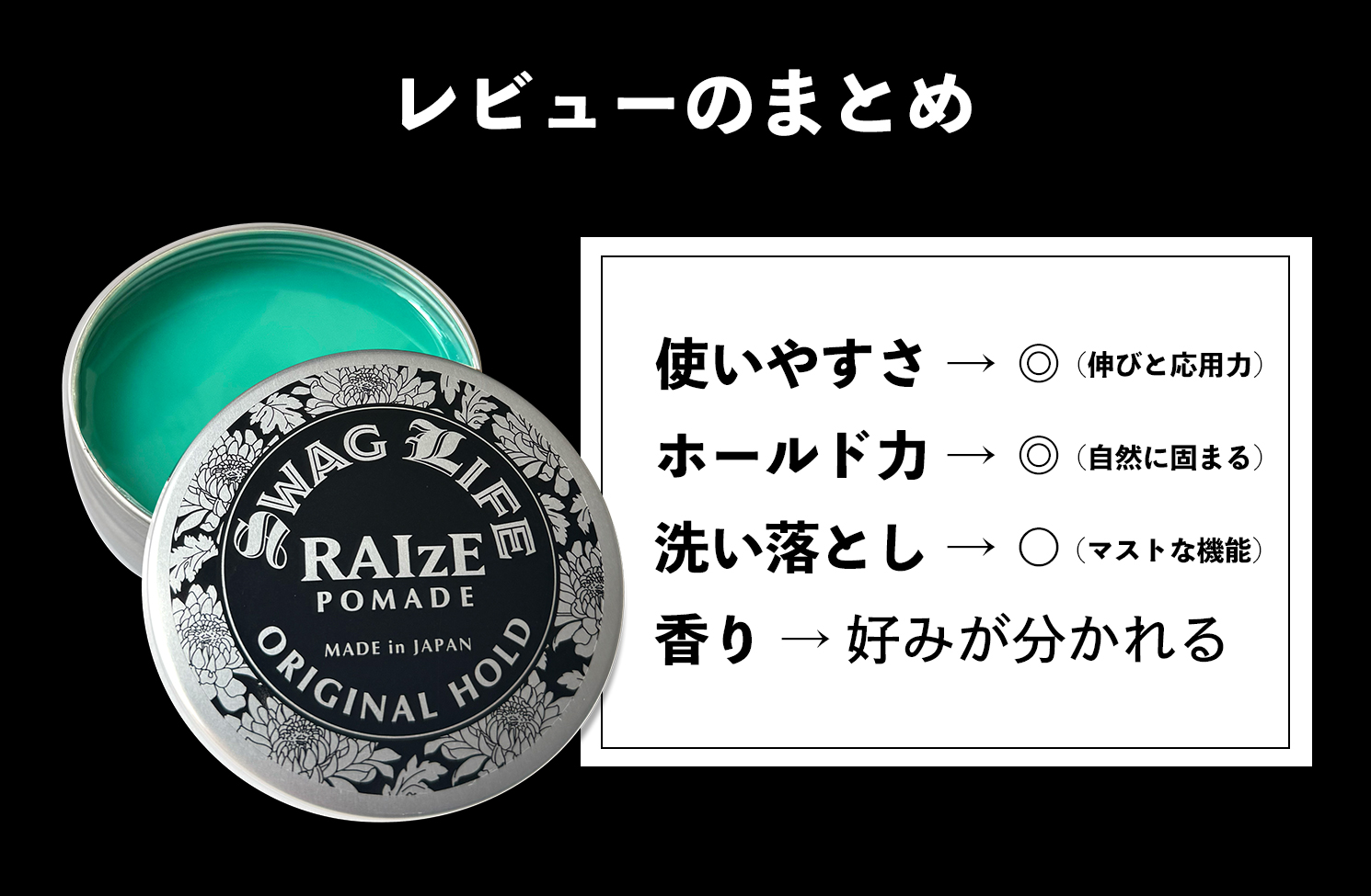 【口コミ紹介①】RAIzEポマードの本音